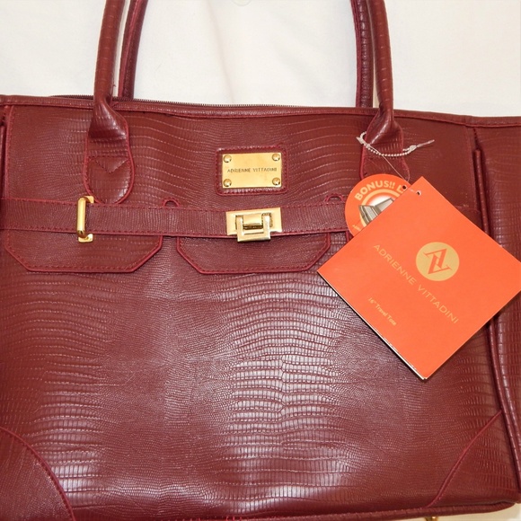 NWT Laptop tote travel Overnight bag. Dark red Vittadini DISCOUNT SHIPPING!! - Picture 1 of 7